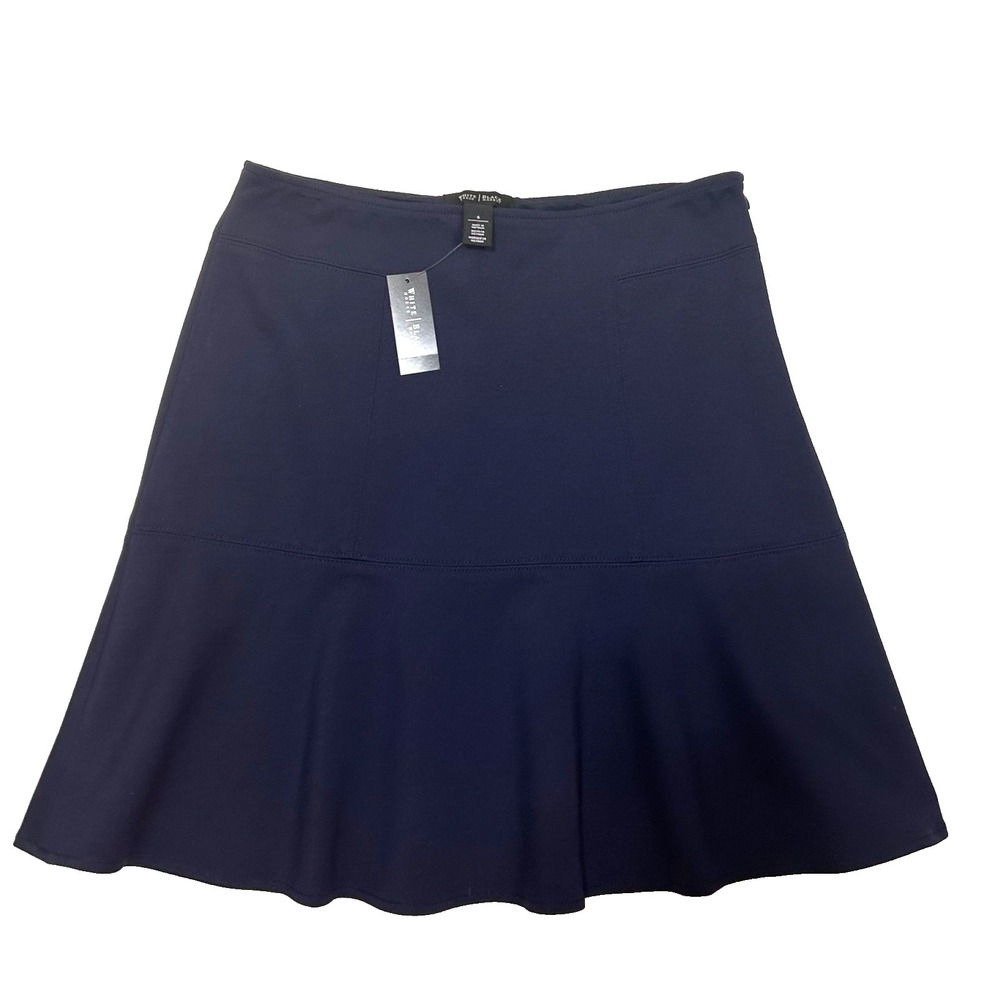NWT White House Black‎ Market size 6 Ponte Flirty Skirt Navy Lined Career Work x